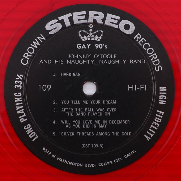 Johnny O'Toole & His Naughty Band, The Gay 90's 1958 LP Record CST 109 Red Vinyl - Picture 12 of 16
